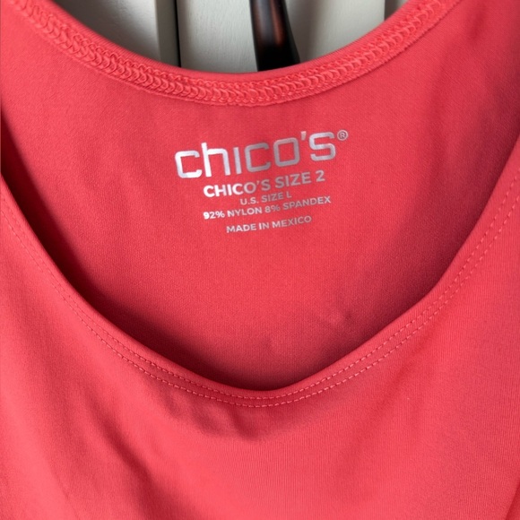 EUC Chico's Open Knit Button-Up Cardi & Tank Top SZ 2 (L/12) Coral/Burnt Orange - Picture 13 of 16